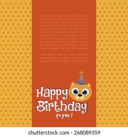 Colored background with an animal and ornaments for birthday party. Vector illustration