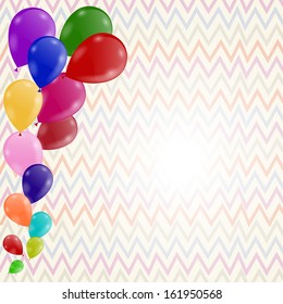 Colored background with balloons. Birthday Invitation