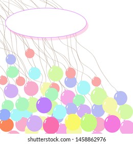 Colored background with balloons for a postcard.Card with balloons on a colored background.