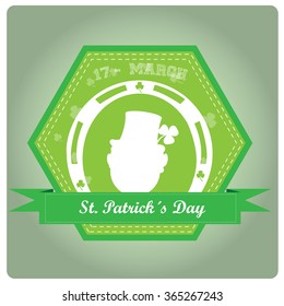 Colored background with a banner with text and traditional elements for patrick's day