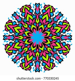 colored background. Beautiful Mandala. Vector illustration.