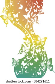 Colored background and butterflies