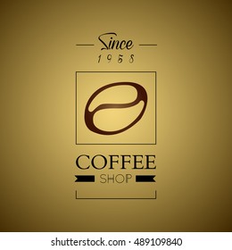 Colored background with a coffee bean, Vector illustration