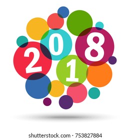 colored background concept for New Year 2018 greetings