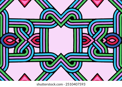 Colored background, cover, coloring book for kids and adults handmade, doodling, zentangle, antistress. Geometric original drawing. Template in ethnic style of East, Asia, India, Mexico, Aztec, Peru.