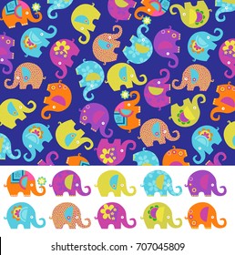 Colored background with cute elephants, kid's background