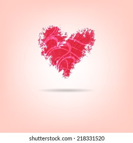 Colored background with decorative patterned heart