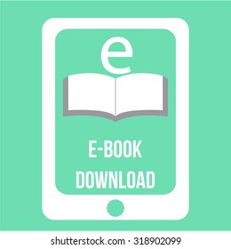 Colored background with an e-book icon. Vector illustration