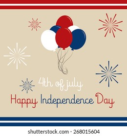 Colored background with elements for independence day. Vector illustration