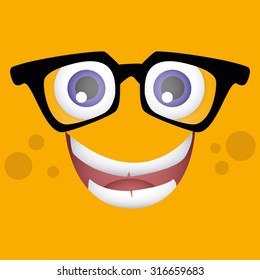 Colored background with a facial expression