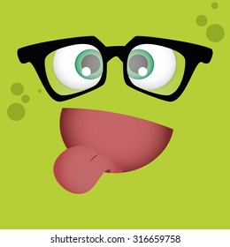 Colored background with a facial expression