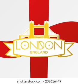 a colored background with the flag of england and the tower bridge