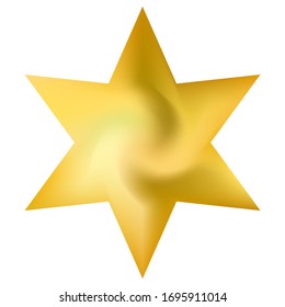 Colored background in the form of hexagram. Trendy soft color effect. Isolated sacred religious symbol. Yellow eco fluid template for your poster, presentation, invitation, brochure or cards.