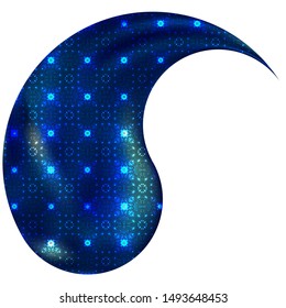 Colored background in the form of yin or yang with a flower ornament. Traditional original east style. Trendy soft color symbol. Blue eco fluid template for your poster, presentation, invitation.
