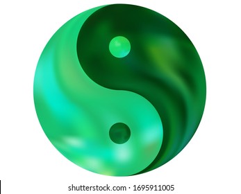 Antecedentes coloreados en forma de yin yang. Tema líquido original creativo. Símbolo moderno de color suave. Plantilla de ecofluido verde para su afiche, presentación, invitación, folleto o tarjetas.