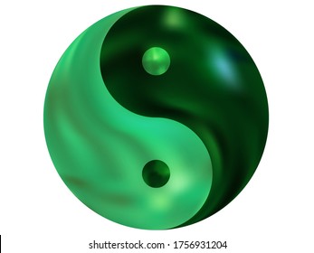 Colored background in the form of yin yang. Asian original liquid theme. Trendy soft color effect. Green eco fluid template for your poster, presentation, invitation, brochure or cards.