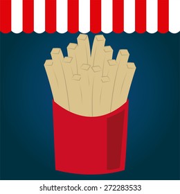 Colored background with french fries. Vector illustration