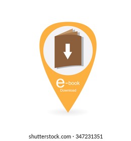 Colored background with a golden e-book icon. Vector illustration