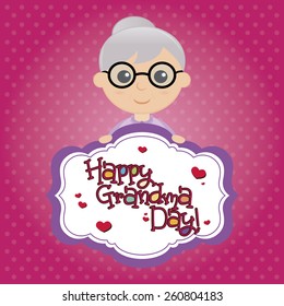 a colored background with a grandmother and text