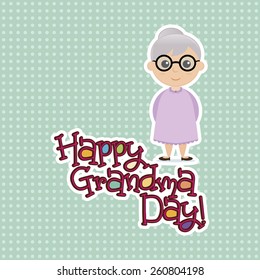 a colored background with a grandmother and text