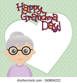 a colored background with a grandmother and text