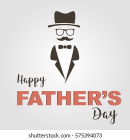 Colored background with hat, glasses, a mustache with text for father's day hipster elements.Vector illustration