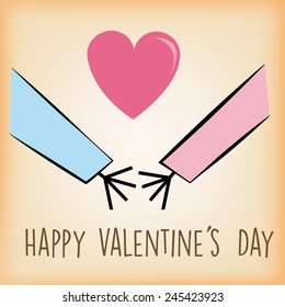 a colored background with a heart, a pair of hands and text
