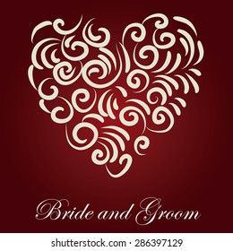 Colored background with a heart for wedding or valentine events. Vector illustration