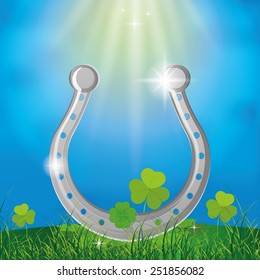 a colored background with a horseshoe for patrick's day