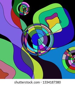 colored background image of the abstract discks ans waves