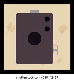 Colored background with an isolated camera. Vector illustration