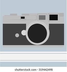 Colored background with an isolated camera. Vector illustration