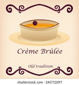a colored background with an isolated dessert and text
