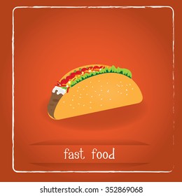 Colored background with an isolated taco and text