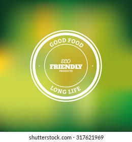 Colored background with a label with text for organic products