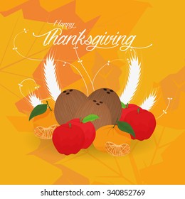 Colored background with leaves and text for thanksgiving day