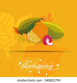 Colored background with leaves and text for thanksgiving day