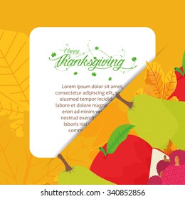 Colored background with leaves and text for thanksgiving day