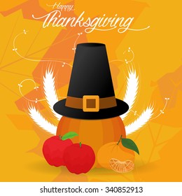 Colored background with leaves and text for thanksgiving day