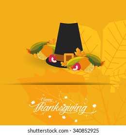 Colored background with leaves and text for thanksgiving day