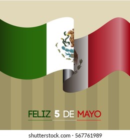 Colored background with the mexican flag, Cinco de mayo vector illustration