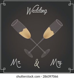 Colored background with a pair of beverages for wedding events. Vector illustration