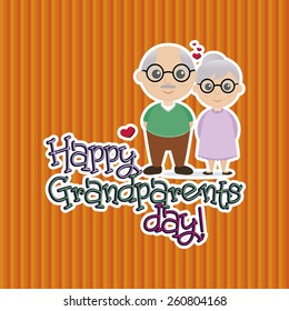 a colored background with a pair of grandparents and text