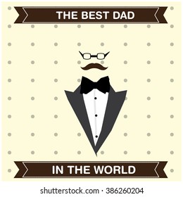 Colored background with a pair of ribbons and men's clothes for father's day