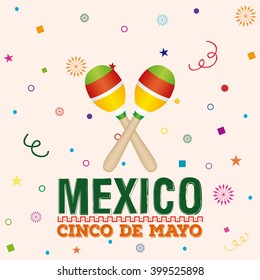 Colored background with a pair of shakers and text