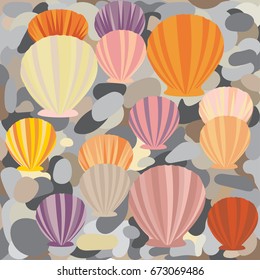 Colored background picture sea bottom seashells and stones. Mask