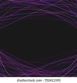 Colored background from random curved stripes - vector graphic on black background
