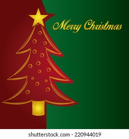 a colored background with a red christmas tree and a star