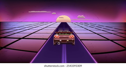 Colored background in retro style. car. Vector images.