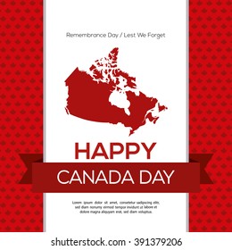 Colored background with a ribbon with text and a canadian map 